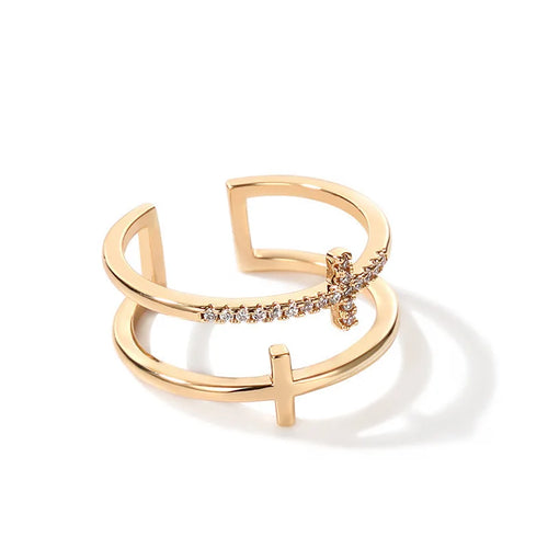 Anillo Doble Cruz - Faith Merch Store